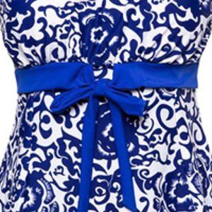 Printed Royal Blue Bowknot 0116 Tankini Set